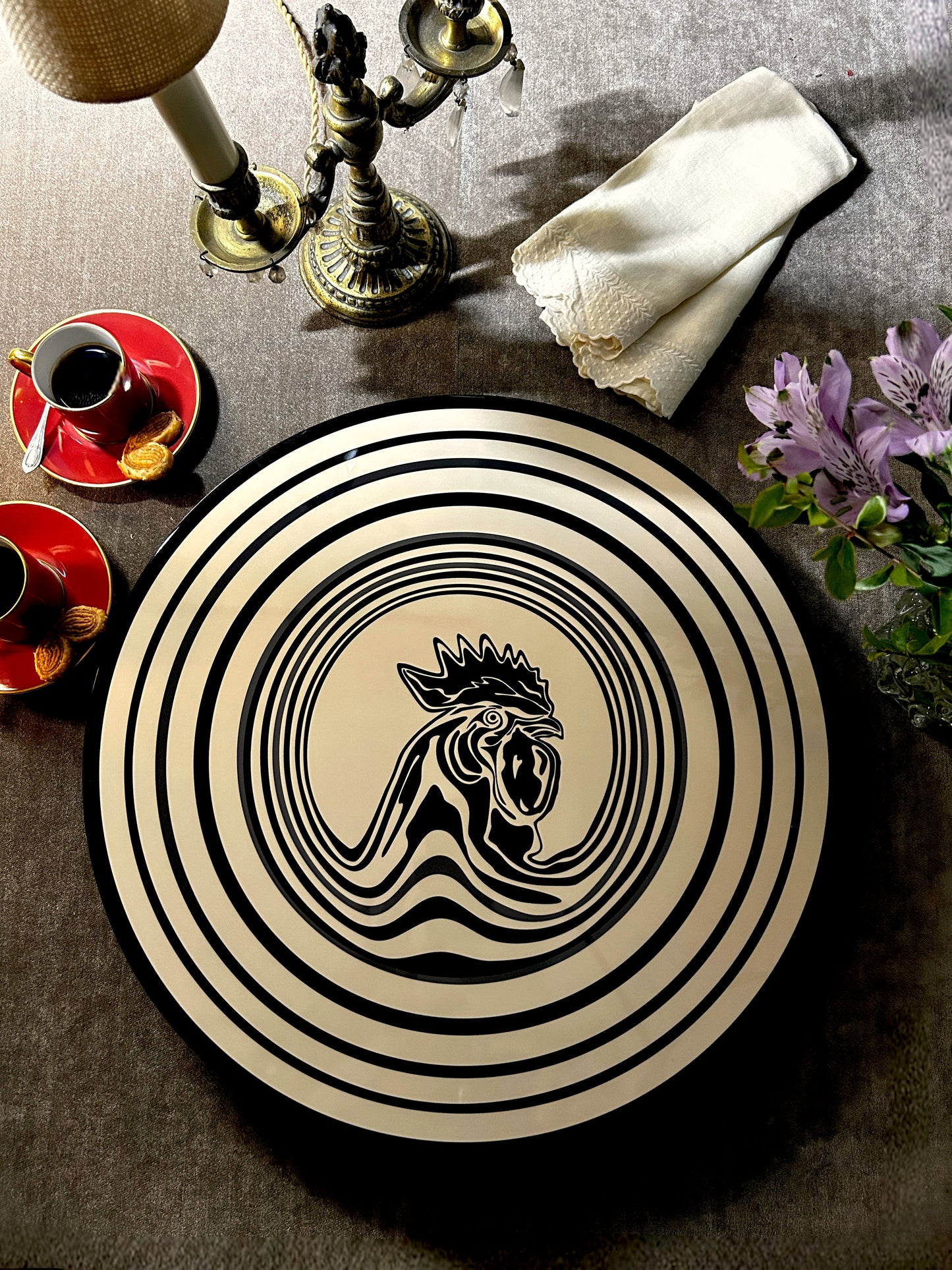 PLATO GIRATORIO ANIMALES NEGRO