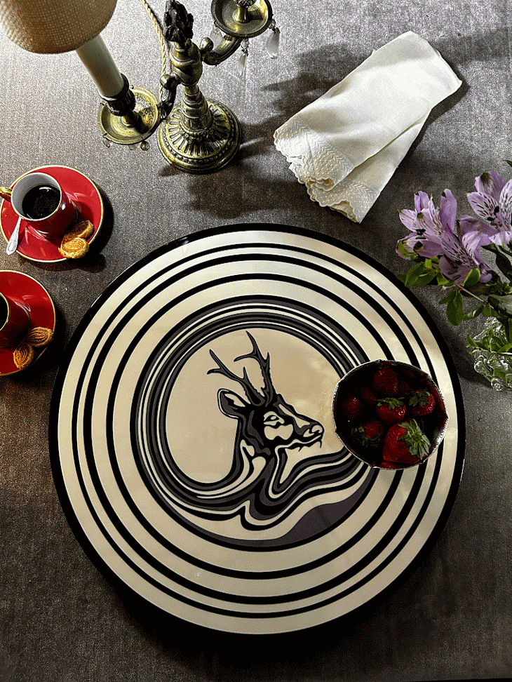 PLATO GIRATORIO ANIMALES NEGRO